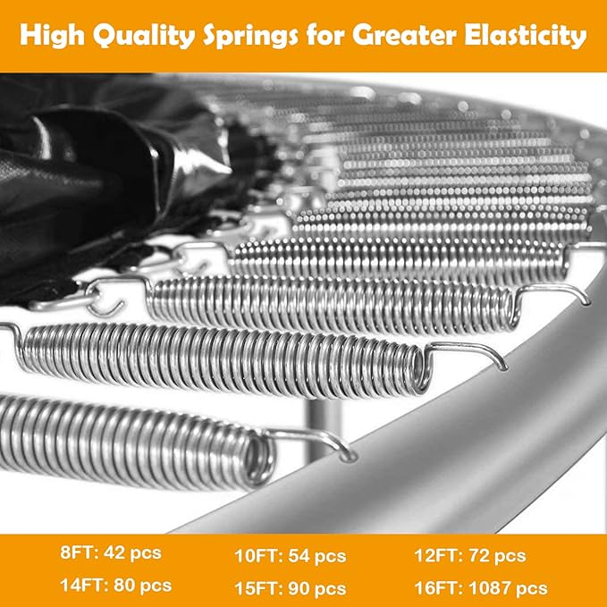 GYMAX Trampoline, 8FT 10FT 12FT 14FT 15FT 16FT Recreational Trampolines w/Safety Enclosure Net & Ladder - ASTM Certificated, Outdoor Trampoline for Kids and Adults