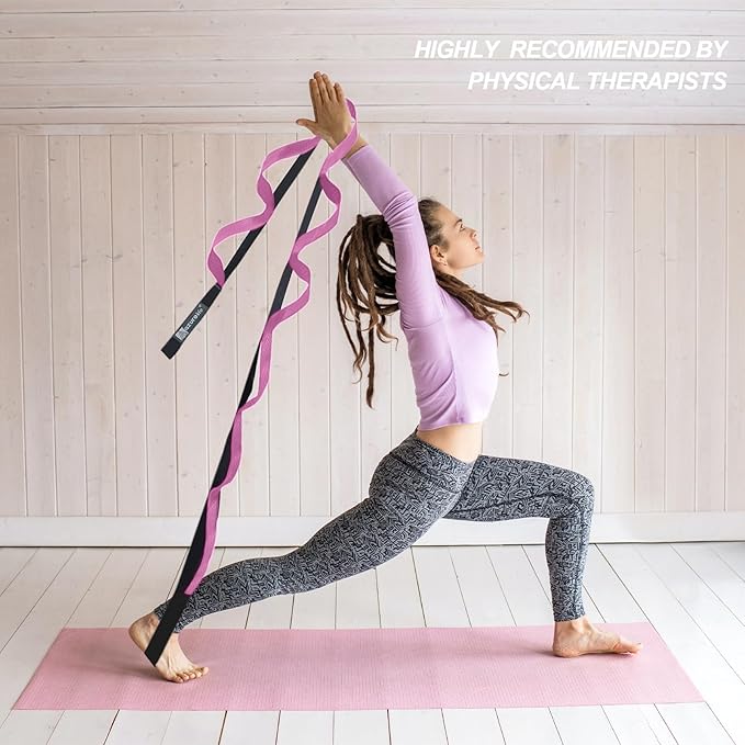 Premium Durable Stretch Straps with Loops, Stretching Strap for Physical Therapy, Multi-Loop Yoga Strap Fitness Exercise Strap for Yoga, Pilates, Dance, Flexibility&Exercise