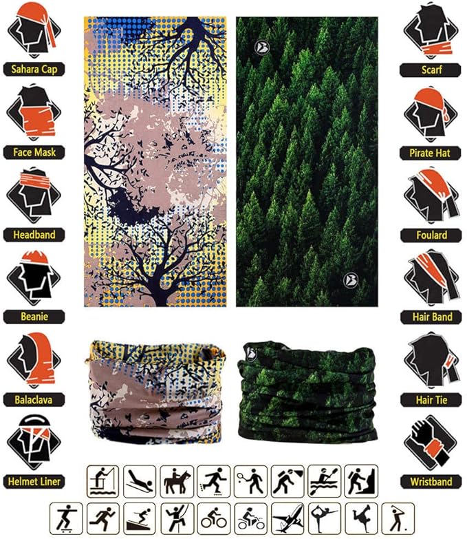 Headband Neck Gaiter Head Wrap Headwear Face Mask Magic Scarf Bandana for Men and Women