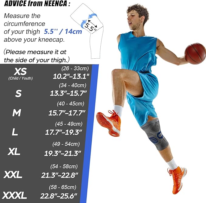 NEENCA Professional Knee Brace for Pain Relief, Medical Knee Compression Sleeve, Knee Support with Horizontal Knit Tech for Meniscus Tear, ACL, Arthritis, Joint Pain, Runner, Workout- FSA/HSA APPROVED
