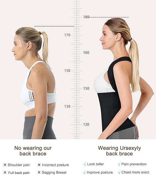URSEXYLY Back Brace Posture Corrector for Women Adjustable Full Back Support Shoulder Straightener Upper and Lower Back Pain Relief(Black,M)