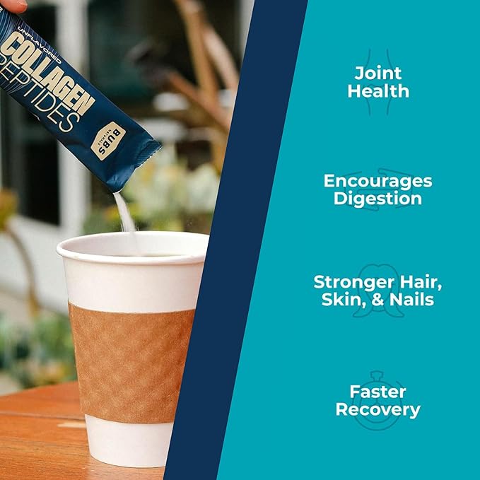 BUBS Naturals Unflavored Collagen Peptides Powder - Best Proteins for Joints & Skin - Pasture Raised Grass Fed - Paleo & Keto Friendly, Whole30 Approved, Non-GMO, Dairy & Gluten Free (20 Stick Packs)