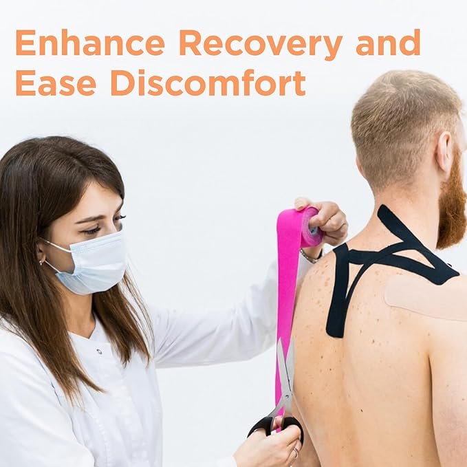 OK TAPE Kinesiology Tape, Regular Original Cotton Elastic Athletic Tape for Support and Recovery, Sports Tape, 2in×16.4ft Uncut Roll - Beige