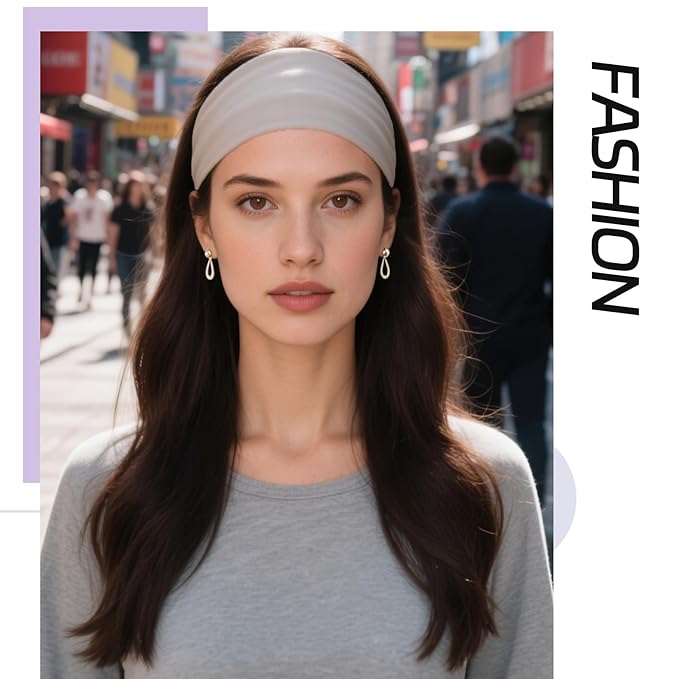 XTREND 6 Packs Wide Headbands for Women Stretch Hair Band Fashion Headband Non-slip Turban Workout Outdoor Yoga Sports Hair Accessories (Black, Dark Gray,Navy Blue, Red, White, Light Gray)