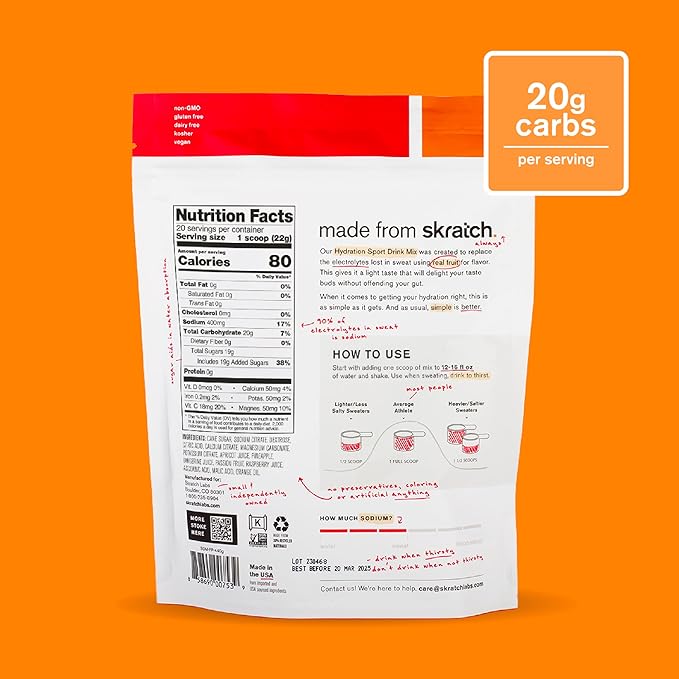 Skratch Labs Hydration Powder | Sport Drink Mix | Electrolytes Powder for Exercise, Endurance, and Performance | Fruit Punch | 20 Servings | Non-GMO, Vegan, Kosher