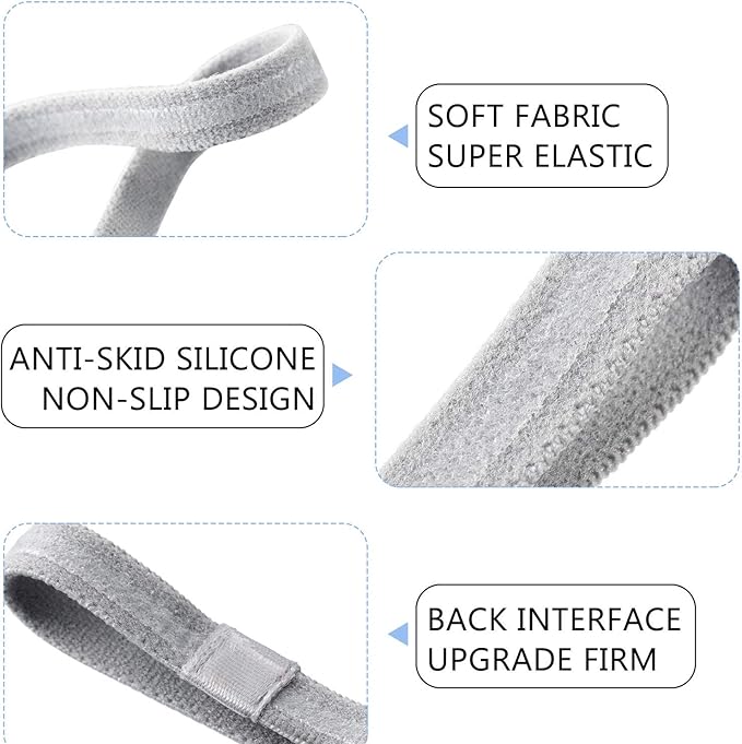 Sumind 4 Pieces Thick Non-Slip Elastic Sport Headbands Football Hair Headbands for Women and Men (Black, Gray
