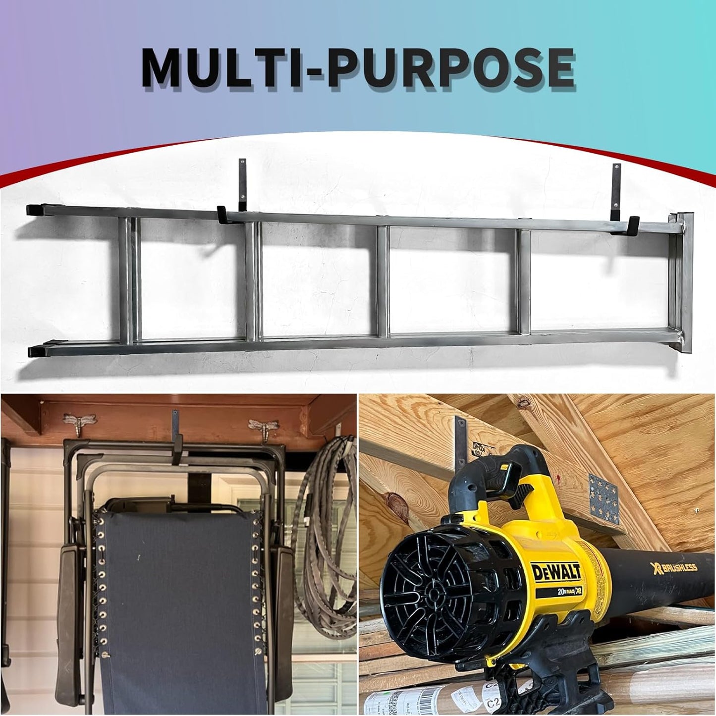 Heavy Duty Steel Hooks - Wall Mount Utility Hooks for Garage & Garden, Hose Hanger & U Hooks (4, Large)