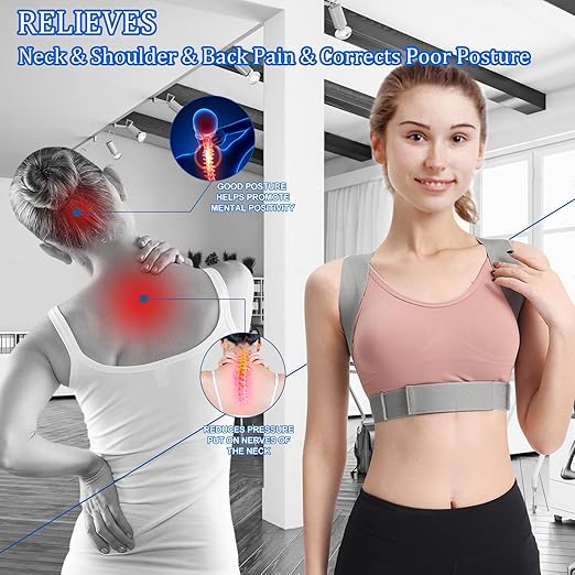 Posture Corrector for Women and Men, Adjustable Back Straightener, Upper Back Support Brace, Hunchback Posture Corrector - Relieves Neck, Shoulder, Back Pain