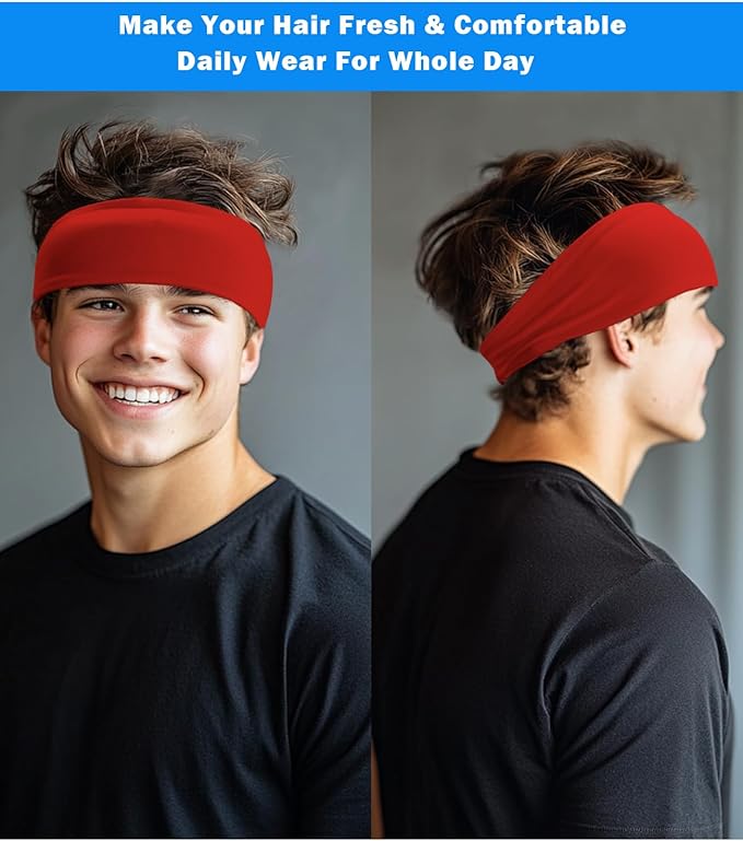 Headband for Men & Women, Sweat Wicking Sports Sweatband Headbands, Workout Running Training Yoga Basketball Hairband
