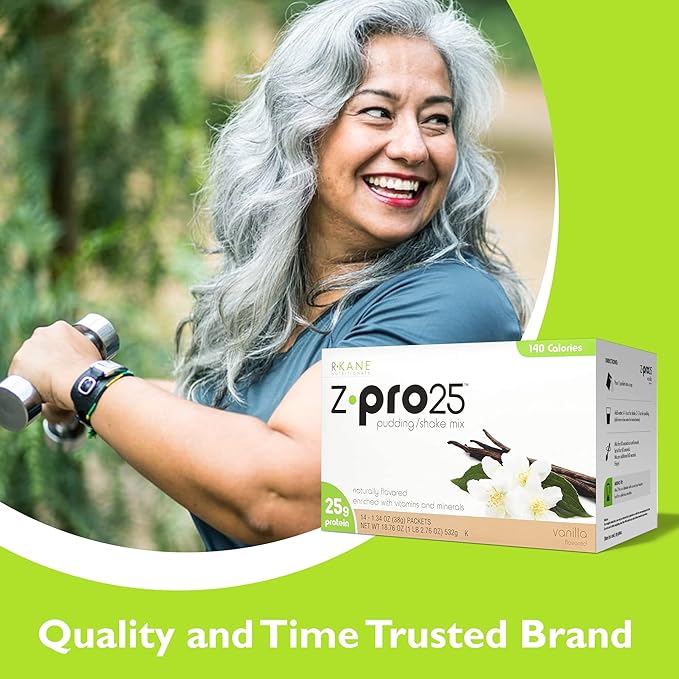 Z-Pro Vanilla Protein Drink Mix - High Protein, Low Calorie Low Fat Shake and Pudding Mix - Meal Replacement, On-the-Go Packets - Breakfast Boost - 25g Protein - 14 Packets