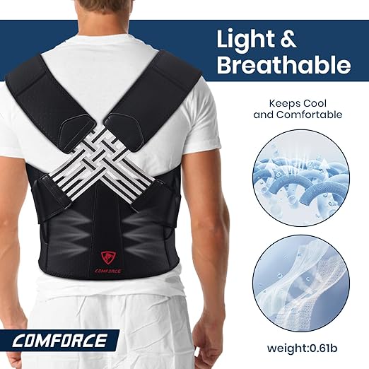 Posture Corrector for Women & Men, Adjustable Back Brace with Breathable Support (Waist 28-33in)