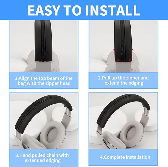 Adhiper Silicone Sweat Headband Cover for Beats Studio Pro & Studio 3 Headphones, Silicone Cover Headphone Cover Accessories for Bose QuietComfort Ultra Headphone, Washable & Sweatproof - Black