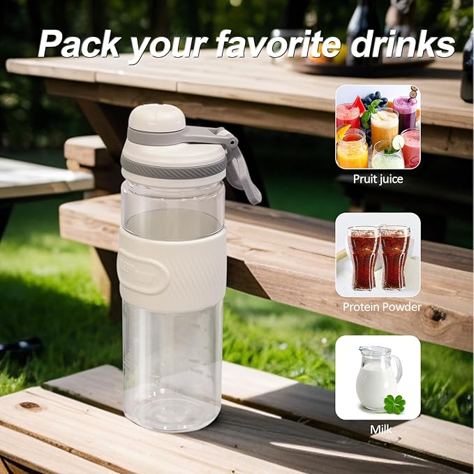 Shaker Bottle for Protein Mixes-protein shaker bottle- for super creamy fitness protein shakes,shaker cups for protein shakes 650ml/23oz - Durable, leak-proof(White)