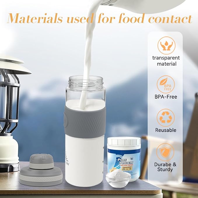 Shaker Bottle for Protein Mixes - Super Creamy Fitness Shakes, Durable, Leak-Proof Cups (Gray, 650ml/23oz)