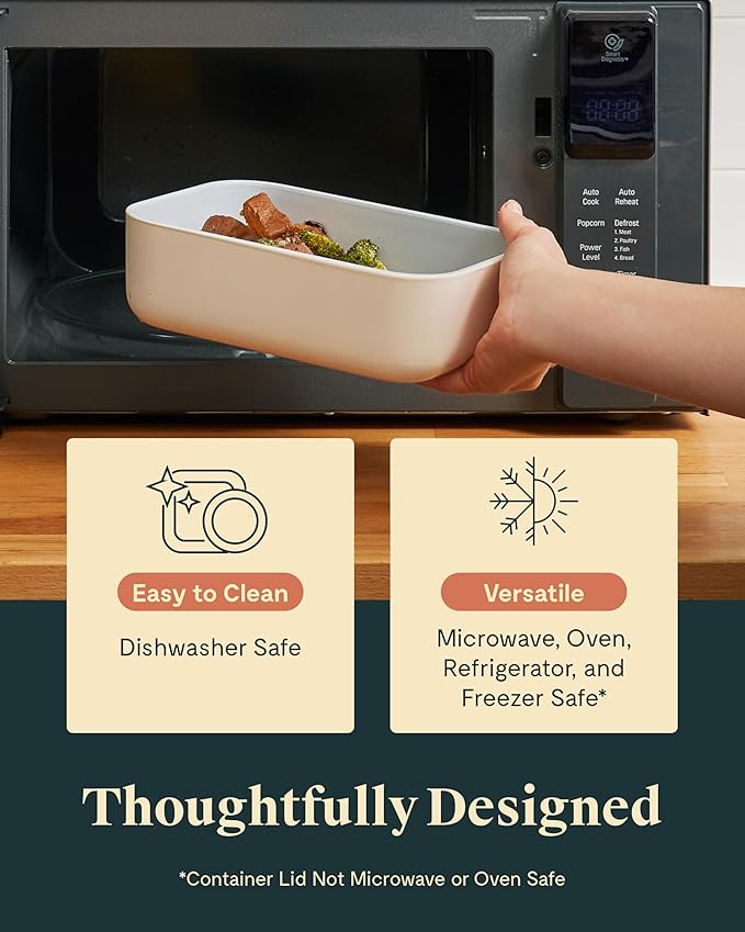 Caraway 2pc Glass Food Storage Set - 6.6 Cup Food Containers (2) - Ceramic Coated - Non Toxic, Non Stick Lunch Box with Lids. Dishwasher, Oven, & Microwave Safe - Mist