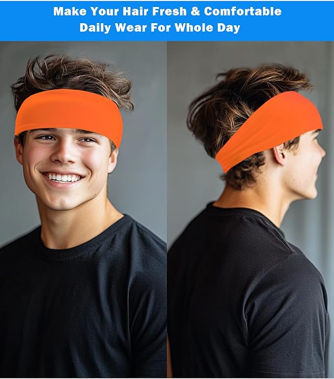 Headband for Men & Women, Sweat Wicking Sports Sweatband Headbands, Workout Running Training Yoga Basketball Hairband