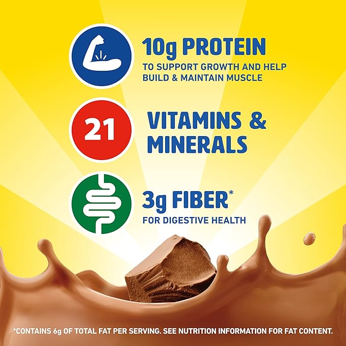 Carnation Breakfast Essentials Ready to Drink with Fiber, Rich Milk Chocolate, 8 FL OZ Carton (Pack of 24)