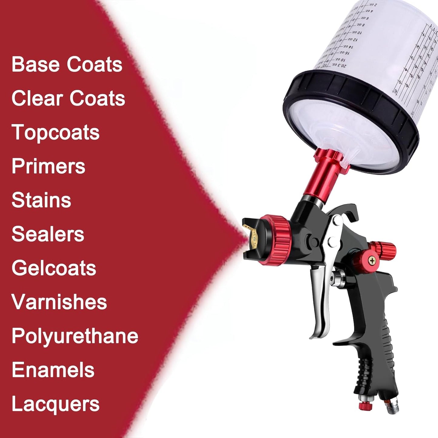 Disposable Paint Mixing Cup 20 Ounce (600ml) Kit,HVLP Paint Sprayer Gun Mixing Cups with 50 Cups and Lids System, 10 Plugs and 1 Hard Cup with Retainer Ring, 2 Cup Adapter,Paint Stirrer (50)