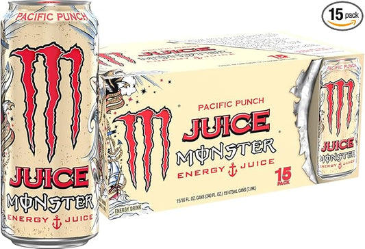 Monster Energy Juice Monster Pacific Punch, Energy + Juice, Energy Drink, 16 Ounce (Pack of 15)