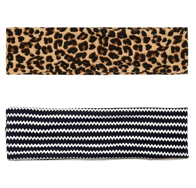 TERSE Cheetah Headbands for Women Short Hair Non Slip Elastic Sweat Hairbands Leopard Print Soft Fabric Hair Bands Workout Yoga Running Sport Thin Hair Wrap for Girls