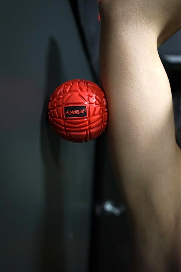 Large Trigger Point Massage Ball - 3.1 Inch Hard Rubber Therapy Ball for Myofascial Massage - Deep Tissue Massager for Myofascial Release and Pressure Point Recovery (Red (Medium))