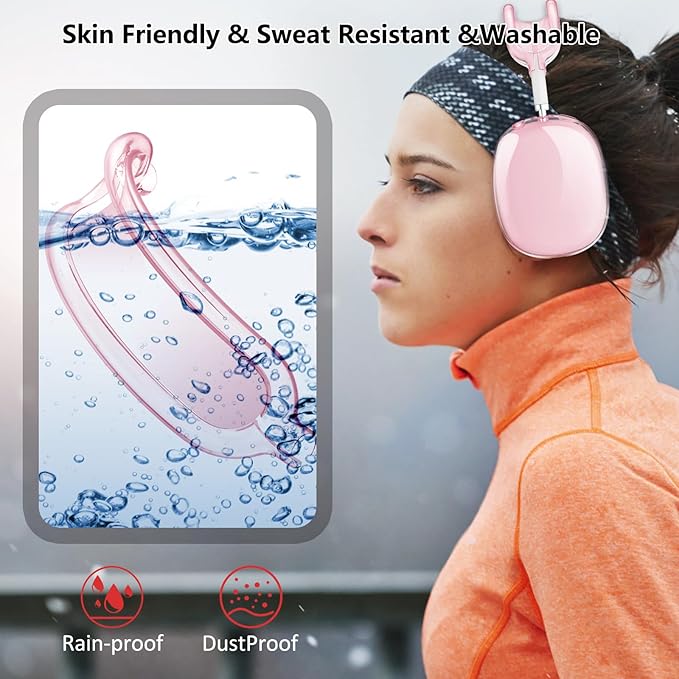 for AirPods Max Case Headband Case Cover,Clear Headband Cover Protector,Soft TPU No-Yellow Sweatproof Washable Cushion/Top Pad Protector Sleeve Cover for Airpods Max Accessories-Pink