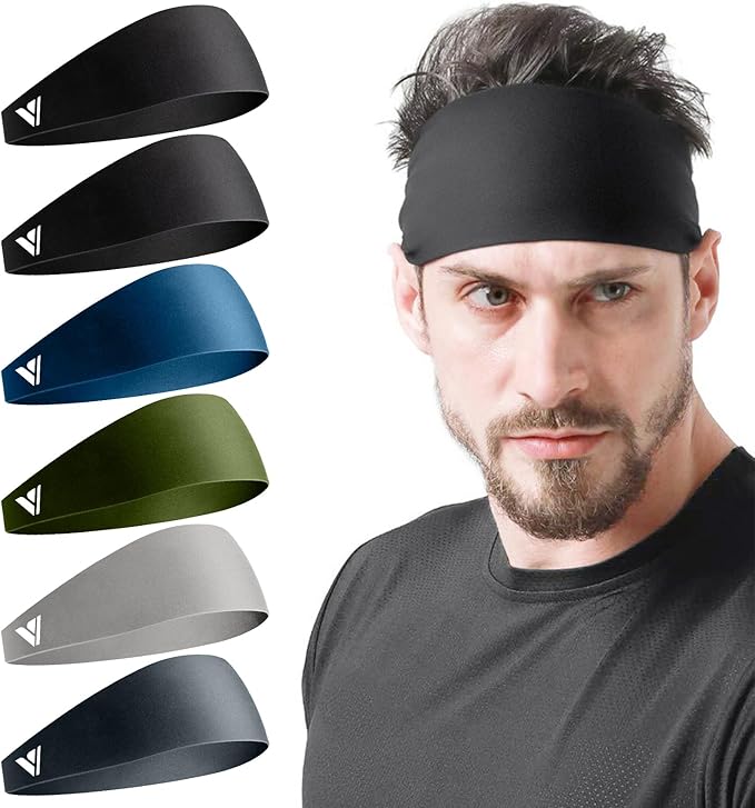 Vgogfly Sweat Headbands for Men, 8X More Effective Hyper-Absorbent Running Sweat Bands, One Size Fits All, Workout Sports Hairband for Gym, Ideal for All Sports, Outdoor Activities, and Hot Climates