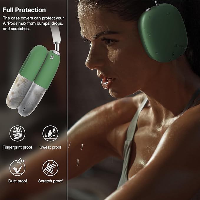 BRG 7in 1 Silicone Case Covers for AirPods Max, Sweat-Proof Ear Pad Case Covers/Ear Cup Covers/Headband Cover for AirPods Max Headphones, Accessories Soft Shell Protectors for Apple AirPods Max