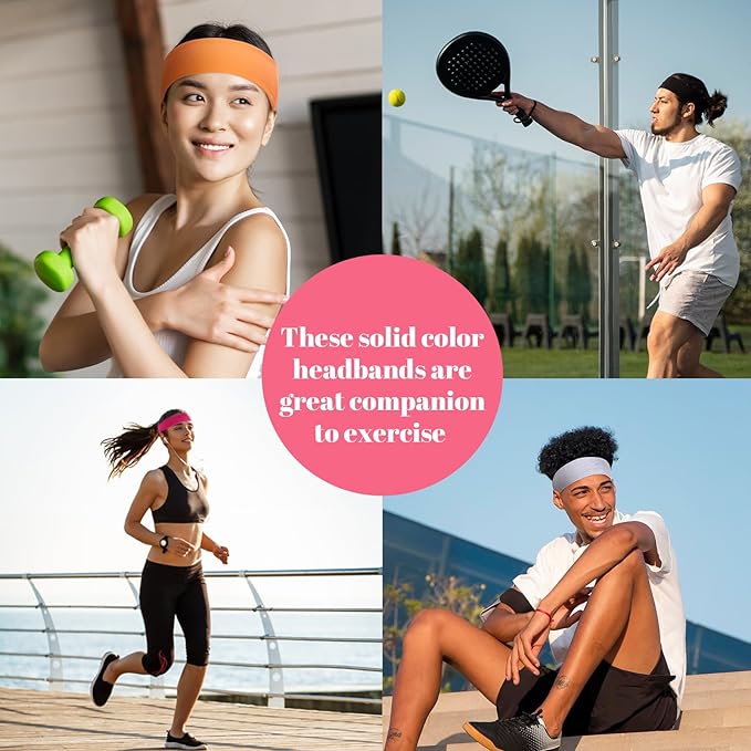 8 Pack Headbands for Women, Sweat Absorbing Headbands Non Slip Cotton Hair Bands Fashion Headbands for Daily Life Workout Yoga Running