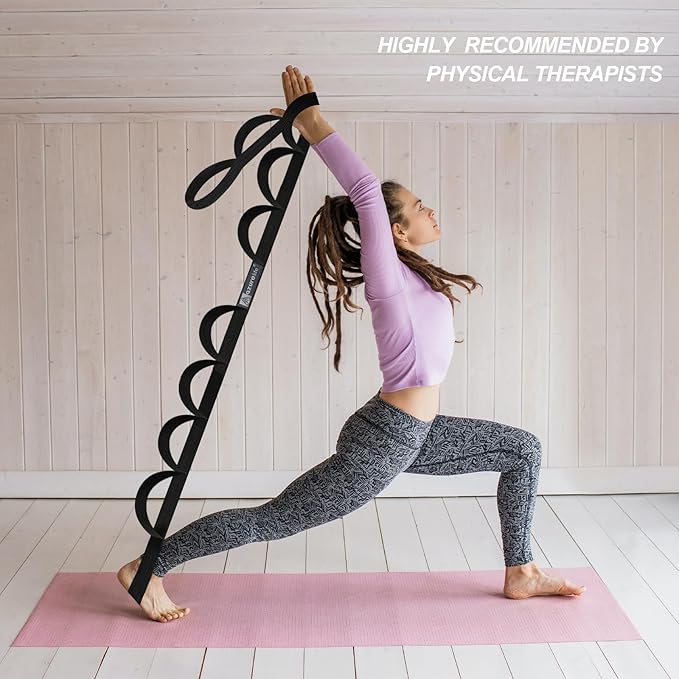 Premium Durable Stretch Straps with Loops, Stretching Strap for Physical Therapy, Multi-Loop Yoga Strap Fitness Exercise Strap for Yoga, Pilates, Dance, Flexibility&Exercise