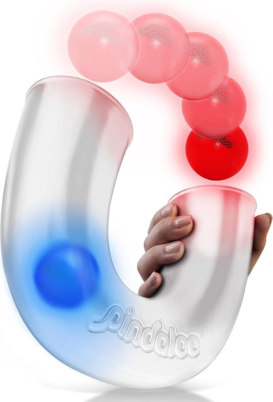 pindaloo Original Led Light Neon Skill Game with 2 Balls- Gifts for Kids and Adults Indoor & Outdoor Games, Girls, & Teens - Gift Ideas, Fun Stuff, Develops Motor & Juggling Skills (Neon)