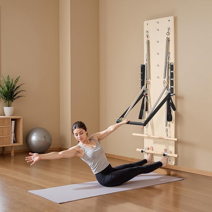 VEVOR Pilates Reformer Machine, Pilates Workout Equipment for Home Gym Studio Use, Pilates Bed with Dual Resistance- Spring & Cord, Reformer Set, Up to 400 LBS