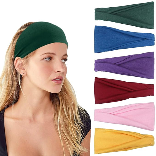 IVARYSS Headbands for Women, Non-Slip, Premium Stretchy Head Bands Hair Accessories,Wear for Yoga, Fashion, Working Out, Travel or Running, 6 Pack, Cute Multi