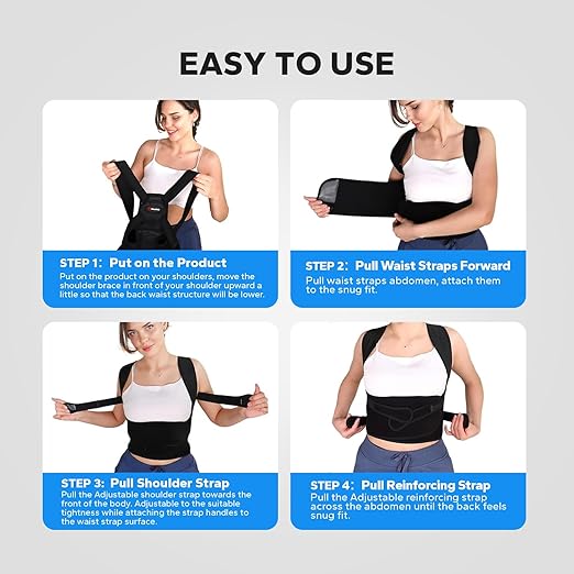 Posture Corrector for Men and Women, Adjustable Upper Back Support, Shoulder Alignment Brace for Better Posture and Daily Comfort – Wearable Under Clothes (Medium)