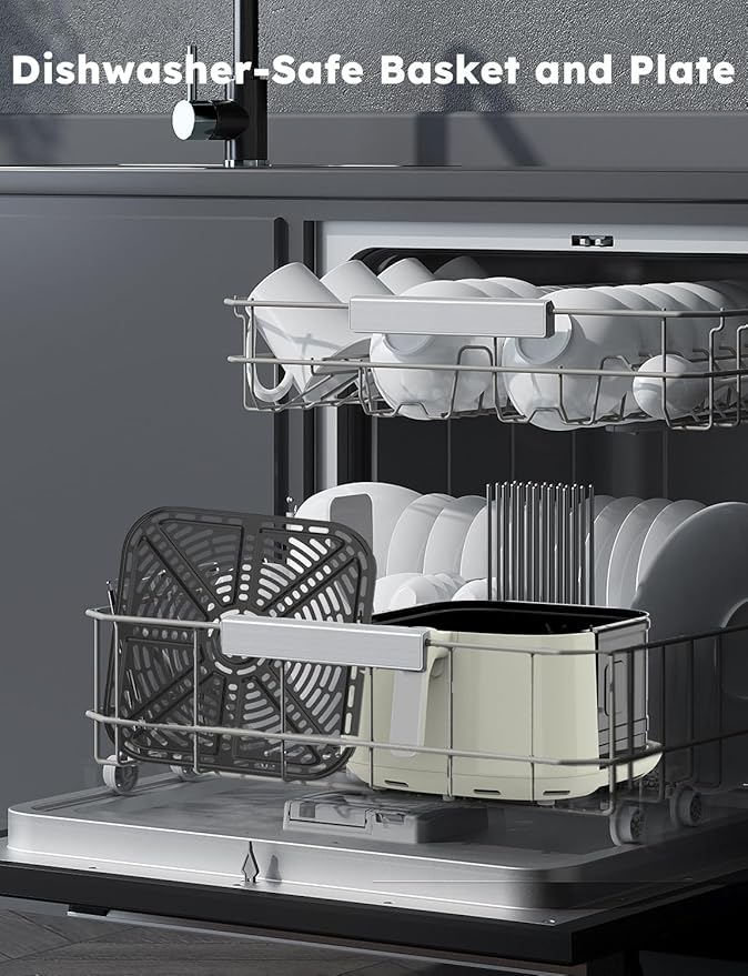 Nuwave Brio Plus 8 Qt Air Fryer, PFAS Free, New & Improved, Digital Touch Screen, Cool White Display, 50°F~400°F in Precise 5°, 5 Cook Functions, 100 Presets & 50 Memory, 3 Wattages 700, 1500, 1800