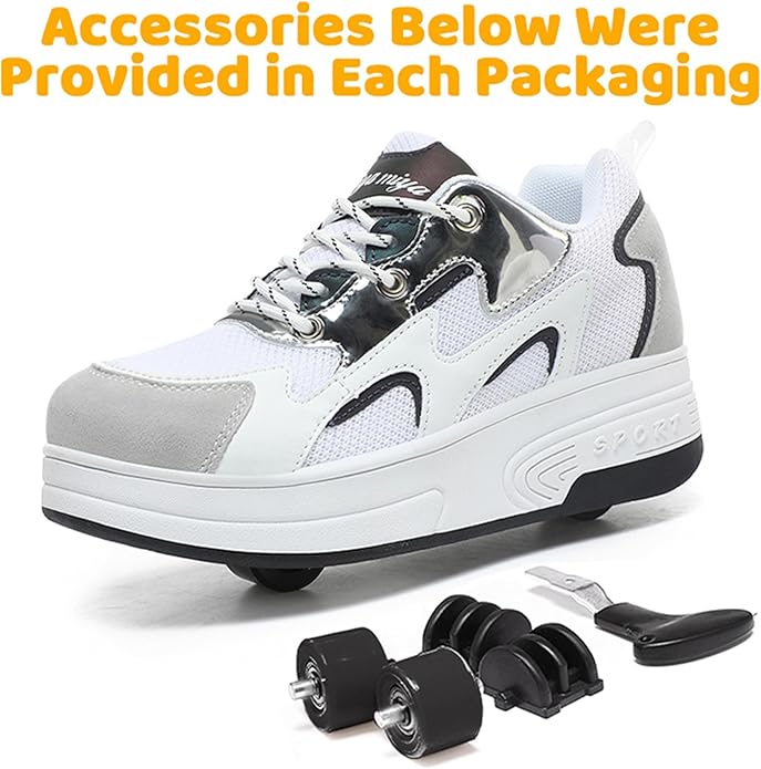 Wooowyet Roller Skate Shoes for Kids Boys Girls Rechargealbe Wheels Sneakers Fashion Roller Wheeled
