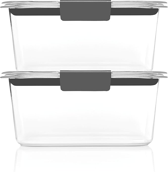 Rubbermaid Brilliance BPA-Free Food Storage Containers, Medium Deep, 4.7 Cup, 2-Pack, Airtight & Leak-Proof, Microwave & Dishwasher Safe