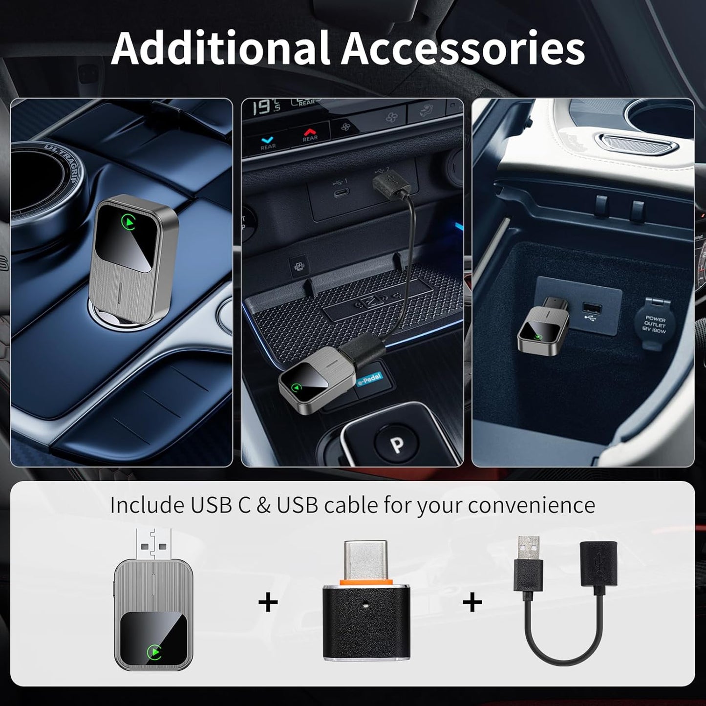 Wireless CarPlay Adapter-2025 Upgrade Built-in Wired CarPlay to Car Play Wireless Easy Use Plug&Play Fast Stable Connection Mini USB&Reset Button Design for Cars After 2016 (Only for iPhone)