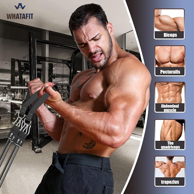 WHATAFIT Resistance Bands, Exercise Bands,Resistance Bands for Working Out, Work Out Bands with Handles for Men and Women Fitness, Strength Training Home Gym Equipment