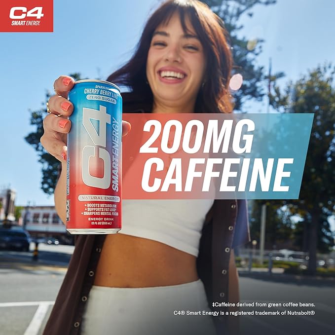 C4 Smart Energy Drinks Variety Pack Bundle (24 Pack) | 4 Flavor Tropical Oasis Variety 12 Pack + 4 Flavor Berry Breeze Variety 12 Pack