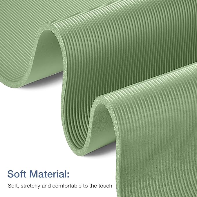 Thick Yoga Mat Non Slip, Large Size 72" L x 32" W x 0.6" TH, Premium Exercise & Fitness Mat with Carrying Strap and Bag, Workout Mats for Home