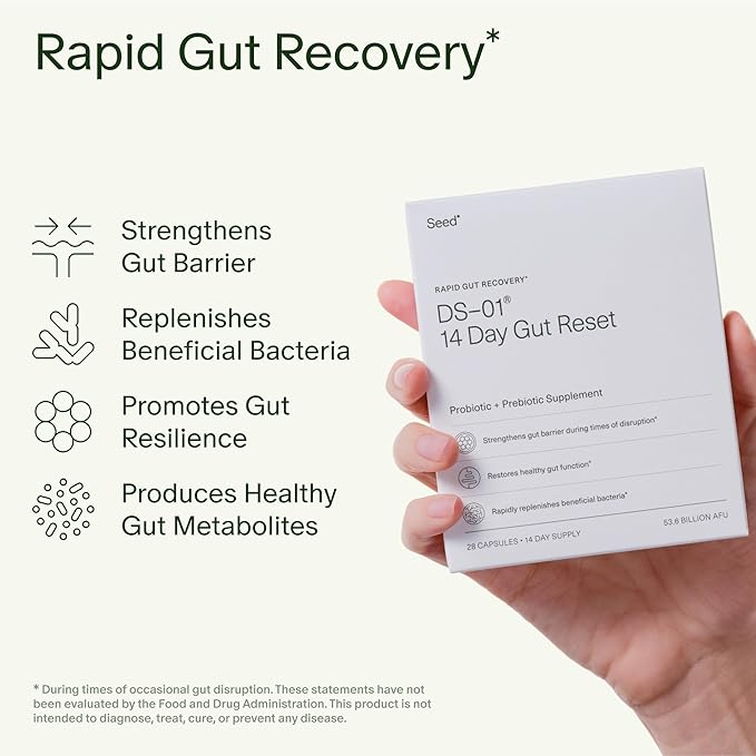 Seed 14 Day Gut Reset - Prebiotic and Probiotic for Women & Men - Digestive Health, Gut Health, Rapid Gut Recovery, Bloating & Constipation Relief - Vegan & Shelf-Stable - 28 Capsules (14-Day Supply)