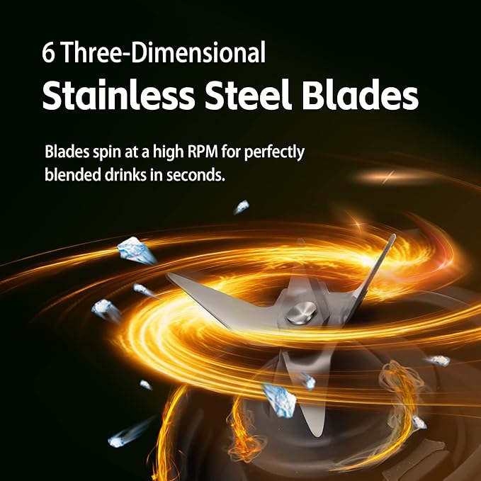 Nuwave Portable Blender for Shakes and Smoothies, On-the-GO Personal Blender with USB-C Rechargeable, 6-Piece-Blade for Crushing Ice, BPA Free 18 Oz Tritan Jar for Travel, Office and Sports