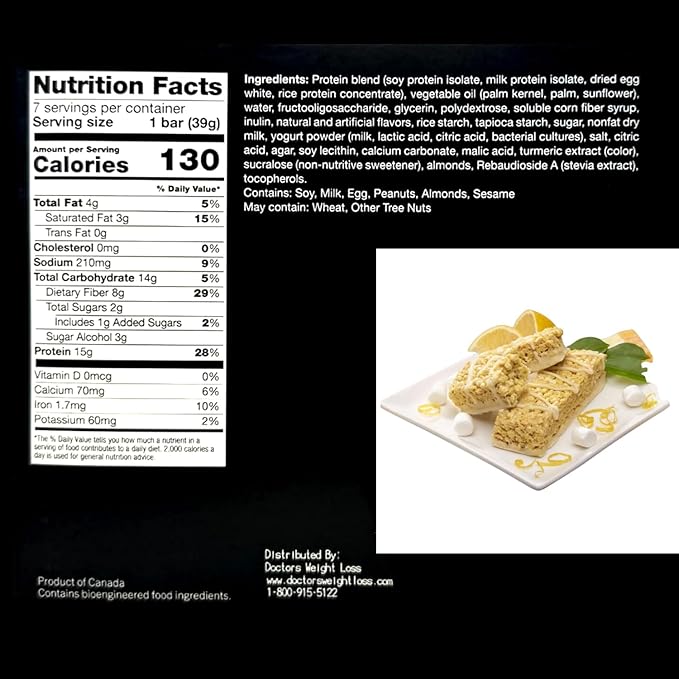 ProtiWise – Lemon Fluffy High Protein 15g Bar | 7/Box | Weight Loss, Diet, Keto Friendly, Hunger Control, Meal Replacement | Gluten Free, Low Fat, Low Sugar