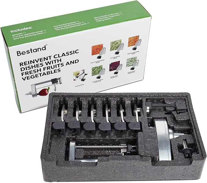 Spiralizer Attachment Compatible with KitchenAid Stand Mixer, Comes with Peel, Core and Slice, Vegetable Slicer(Not KitchAid Brand Spiralizer) (7 Blades)