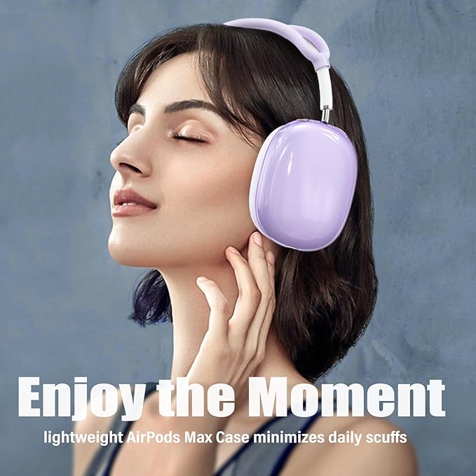 4 in 1 Set for AirPod Max Case Cover, Anti-Scratch Ear Pad Covers/Ear Cups Cover/Headband Cover, AirPod Max Covers Accessories for Apple AirPods Max (2020 Lightning /2024 USB-C)-Clear Purple