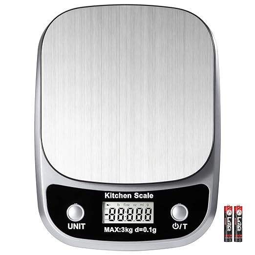 Food Kitchen Scale Digital Weight Grams and Oz,Professional Small Digital Kitchen Food Scales 3kg/0.1g for Weight Loss