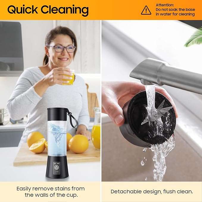 Portable Personal Size Mini Blender - 2025 Upgraded Cordless Blender for Smoothies & Shakes, Type-C Rechargeable, 380Ml Traveling BAP Free Juicer Cup for Sports/Travel/Home, 20000Rpm/Min Speed