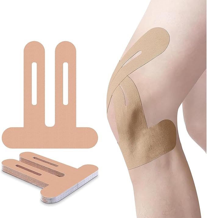 Precut Kinesiology Tape for Knees,15-30 Pcs – Elastic Knee Support & Stability, Pain Relief – Waterproof, Breathable, Hypoallergenic Athletic Tape