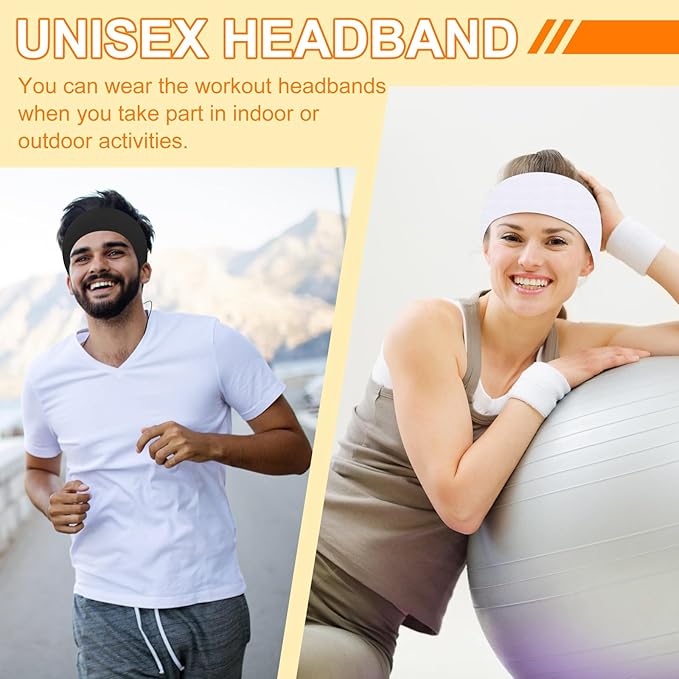 RITOPER Wide Headbands for Women Non Slip, Workout Yoga Running Womens Headband Boho Hair Bands for Women's Hair, Thick Sweat Head Bands Solid Head Wraps Bandana